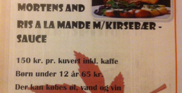 Fællesspisning Mortens Aften 10. Nov. kl. 18