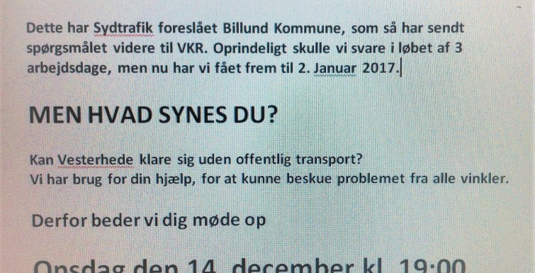 Borgermøde 14.12.16 om nedlæggelse af busrute 283